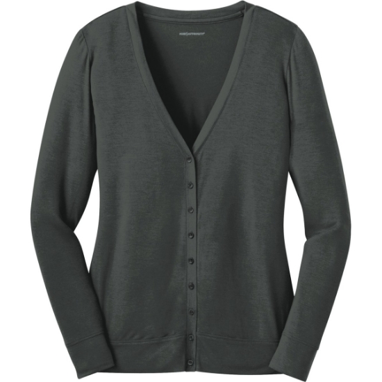 Custom Port Authority Womens Concept Cardigan. Grey Smoke