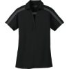 Custom Port Authority Womens Silk Touch Performance Colorblock Stripe Polo. Black/Steel Gray
