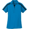 Custom Port Authority Womens Silk Touch Performance Colorblock Stripe Polo. Brilliant Blue/Black