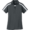 Custom Port Authority Womens Silk Touch Performance Colorblock Stripe Polo. Steel Grey/Wh