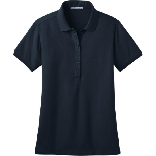 Custom Port Authority Womens Stretch Pique Polo. Dress Blue Navy