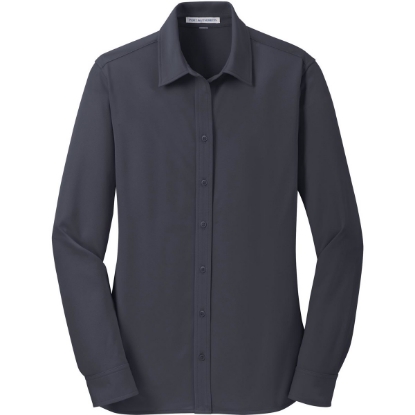 Custom Port Authority Womens Dimension Knit Dress Shirt. Battleship Gray