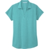 Custom Port Authority Womens Digi Heather Performance Polo. Maui Blue