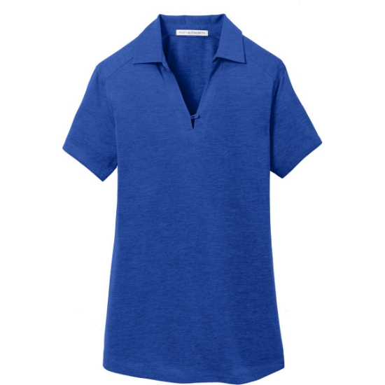 Custom Port Authority Womens Digi Heather Performance Polo. True Royal Blue