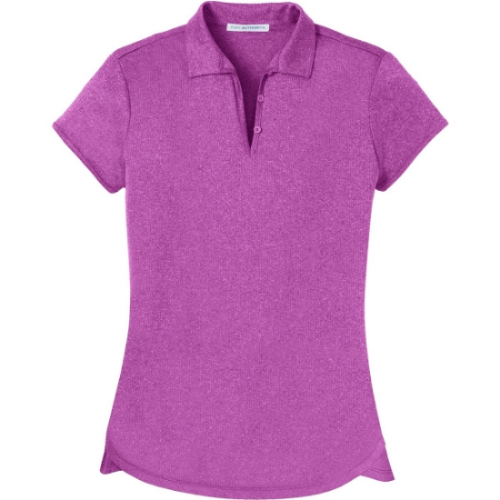 Custom Port Authority Womens Trace Heather Polo. Berry Heather Purple