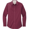 Custom Port Authority Womens Long Sleeve Easy Care Shirt. Burgundy Red/Light Stone Beige