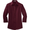 Custom Port Authority Womens 3/4-Sleeve Easy Care Shirt. Burgundy Red/Light Stone