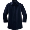 Custom Port Authority Womens 3/4-Sleeve Easy Care Shirt. Navy Blue/Light Stone
