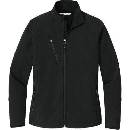 Custom Port Authority Womens Textured Soft Shell Jacket. Black