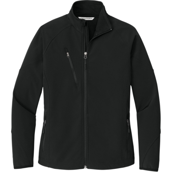 Custom Port Authority Womens Textured Soft Shell Jacket. Black