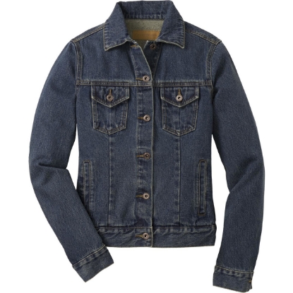 Custom Port Authority Womens Denim Jacket. Denim Blue
