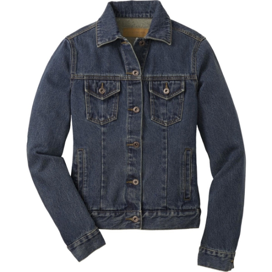 Custom Port Authority Womens Denim Jacket. Denim Blue