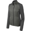 Custom Port Authority Womens Hybrid Soft Shell Jacket. Smoke Gray/Gray Steel