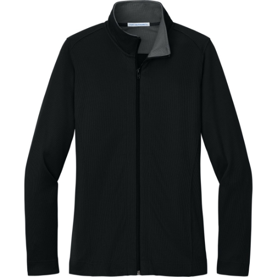 Custom Port Authority Womens Vertical Texture Full-Zip Jacket. Black/Iron Gray