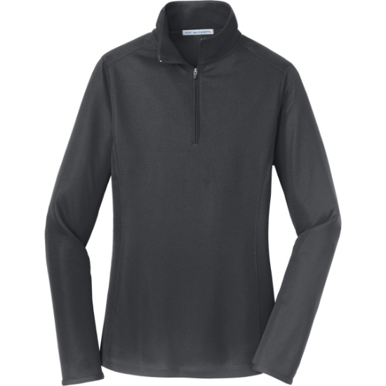 Custom Port Authority Womens Pinpoint Mesh 1/2-Zip . Battleship Gray