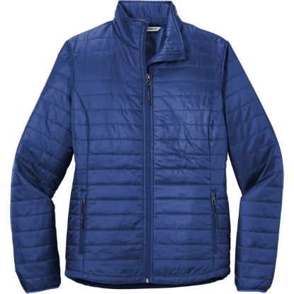 Custom Port Authority Womens Packable Puffy Jacket Cobalt Blue