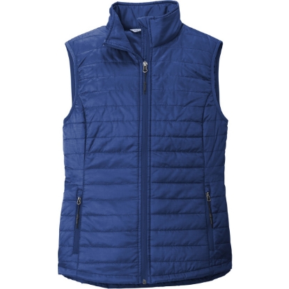 Custom Port Authority Womens Packable Puffy Vest Cobalt Blue