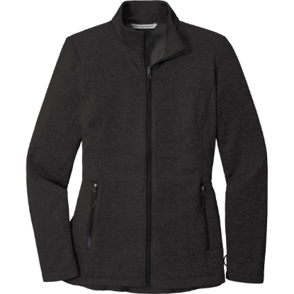 Custom Port Authority Womens Collective Striated Fleece Jacket. Deep Black Heather