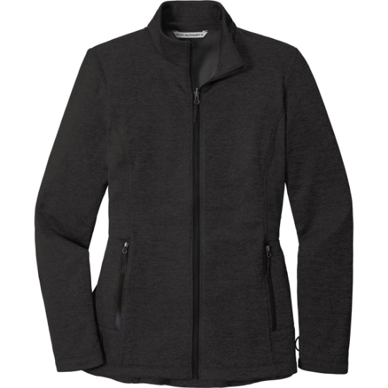 Custom Port Authority Womens Collective Striated Fleece Jacket. Deep Black Heather
