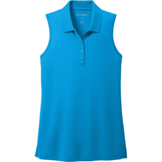 Custom Port Authority Womens Dry Zone UV Micro-Mesh Sleeveless Polo Coastal Blue