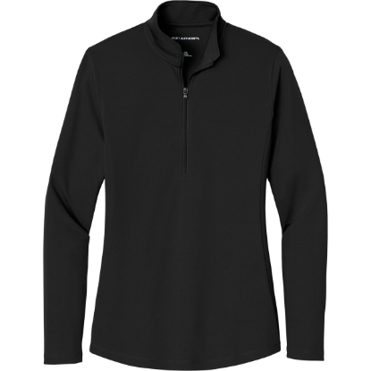 Custom Port Authority Womens Dry Zone UV Micro-Mesh 1/4-Zip Deep Black