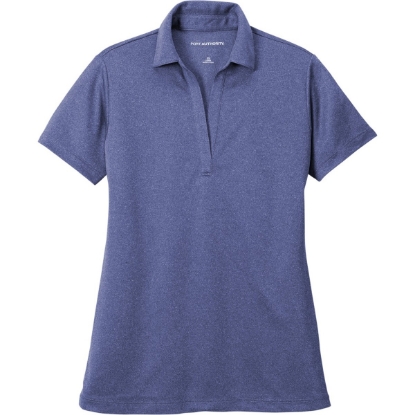 Custom Port Authority Womens Heathered Silk Touch Performance Polo. Royal Blue Heather