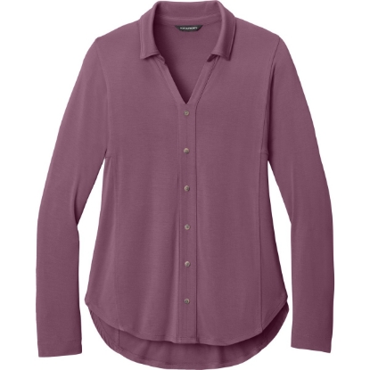 Custom Port Authority Womens Luxe Knit Button Tunic Purple Mist