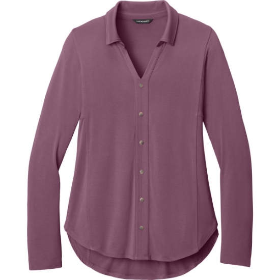 Custom Port Authority Womens Luxe Knit Button Tunic Purple Mist