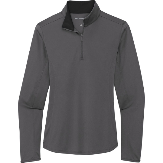 Custom Port Authority Womens Silk Touch Performance 1/4-Zip Steel Grey/Blk