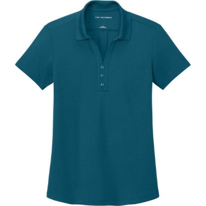 Custom Port Authority Womens Plaited Pique Polo Moroccan Blue