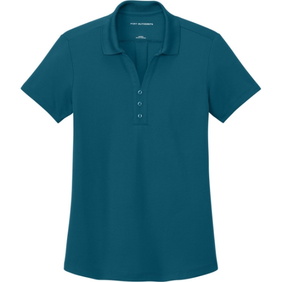 Custom Port Authority Womens Plaited Pique Polo Moroccan Blue