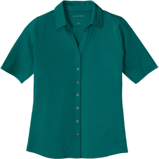 Custom Port Authority Womens City Stretch Top. Dark Teal Blue