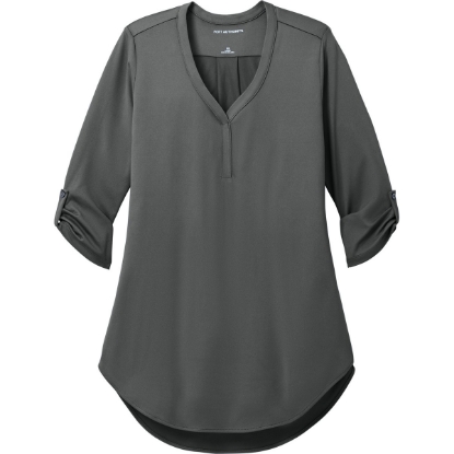 Custom Port Authority Womens City Stretch 3/4-Sleeve Tunic Graphite Gray