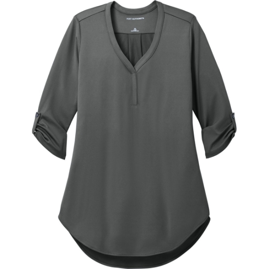 Custom Port Authority Womens City Stretch 3/4-Sleeve Tunic Graphite Gray