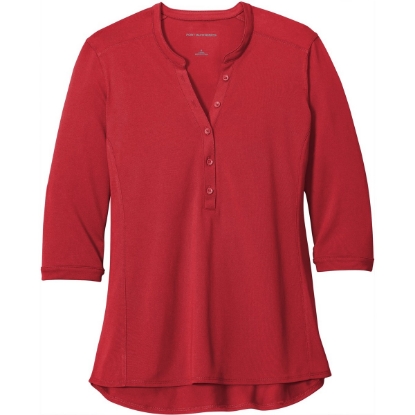 Custom Port Authority Womens UV Choice Pique Henley Rich Red
