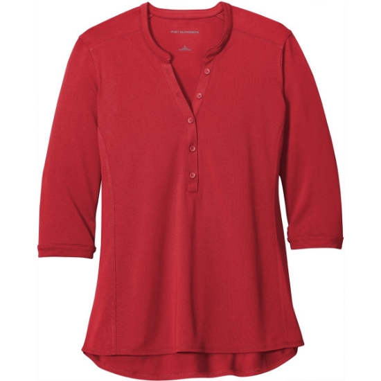 Custom Port Authority Womens UV Choice Pique Henley Rich Red