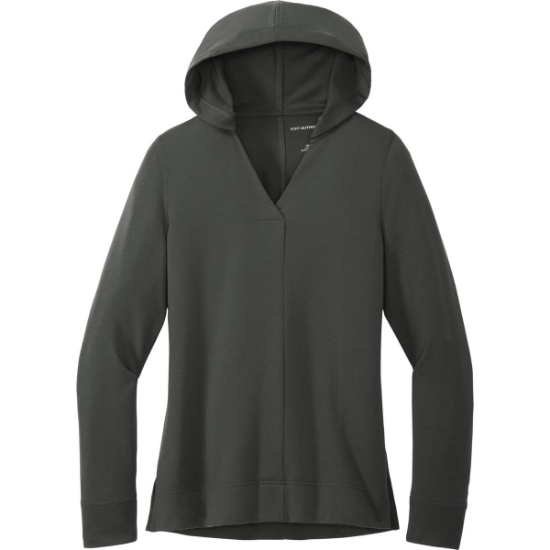 Custom Port Authority Womens Microterry Pullover Hoodie Charcoal Gray