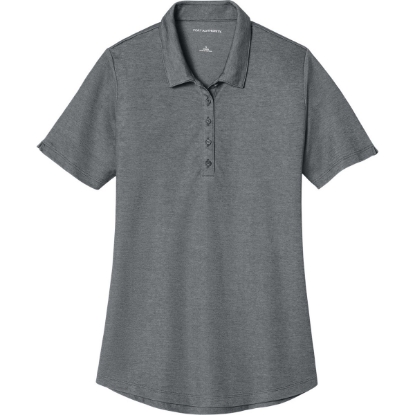 Custom Port Authority Womens Fine Pique Blend Polo Charcoal Gray Heather