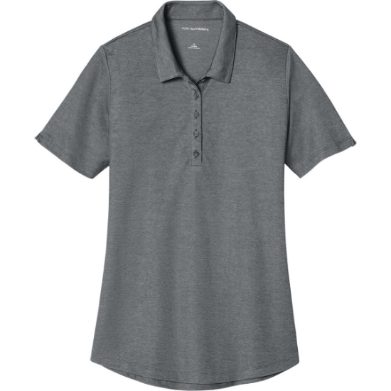 Custom Port Authority Womens Fine Pique Blend Polo Charcoal Gray Heather