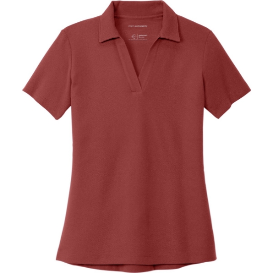 Custom Port Authority Womens C-FREE Cotton Blend Pique Polo Garnet Red