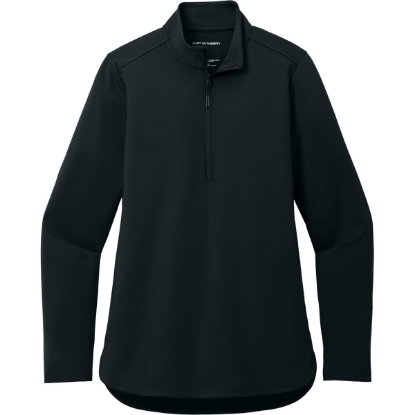 Custom Port Authority Womens C-FREE Double Knit 1/4-Zip Deep Black