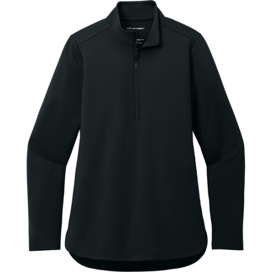 Custom Port Authority Womens C-FREE Double Knit 1/4-Zip Deep Black