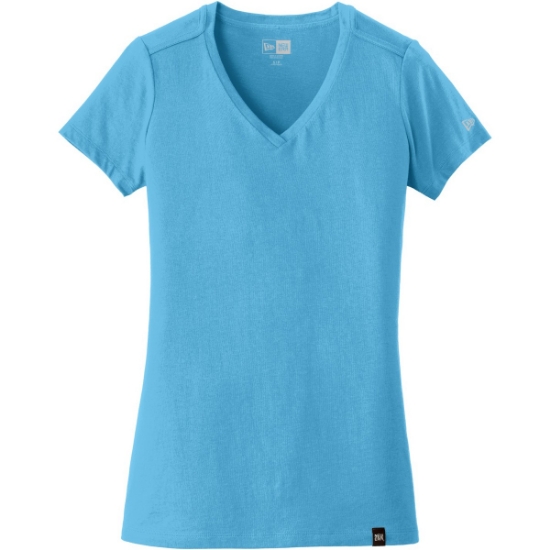 Custom New Era Womens Heritage Blend V-Neck Tee. Sky Blue