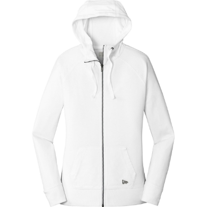 Custom New Era Womens Sueded Cotton Blend Full-Zip Hoodie. White