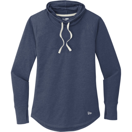Custom New Era Womens Sueded Cotton Blend Cowl Tee True Navy Blue Heather