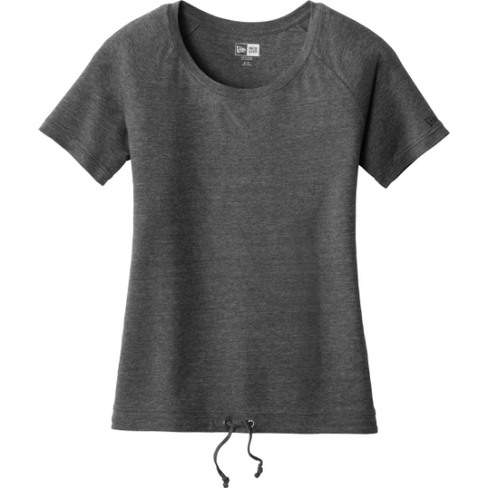 Custom New Era Womens Tri-Blend Performance Cinch Tee. Dark Graphite Gray