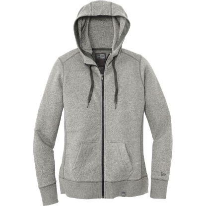 Custom New Era Womens French Terry Full-Zip Hoodie. Light Graphite Twist Gray