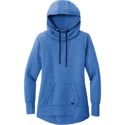 Custom New Era Womens Tri-Blend Fleece Pullover Hoodie. Royal Blue Heather