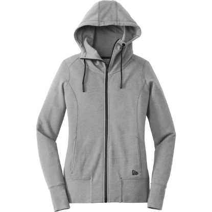 Custom New Era Womens Tri-Blend Fleece Full-Zip Hoodie. Shadow Grey He