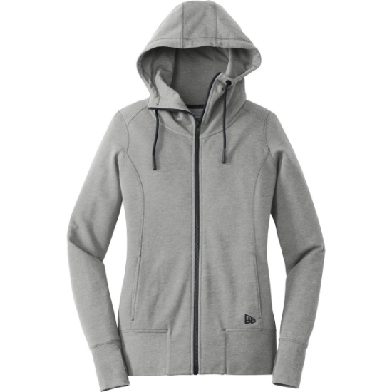 Custom New Era Womens Tri-Blend Fleece Full-Zip Hoodie. Shadow Grey He
